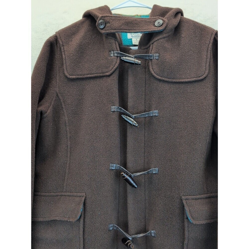 Lilly Pulitzer Wool Blend Hooded Peacoat toggle Button Coat Womens Small Brown